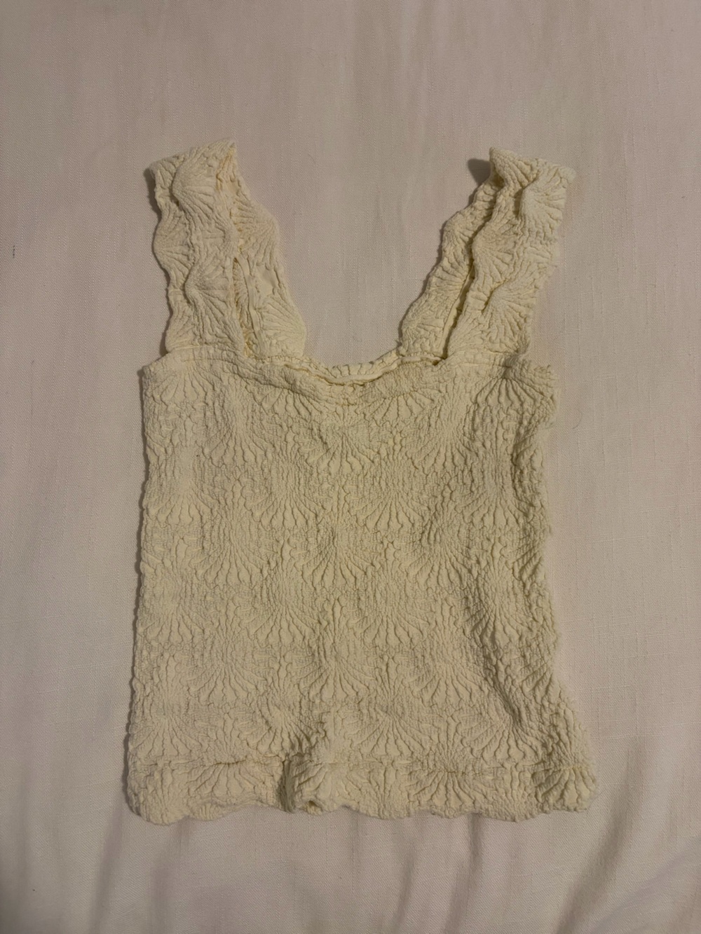 Free People Textured Cream Cropped Tank